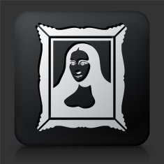 Black Square Button with Protrait Icon N2