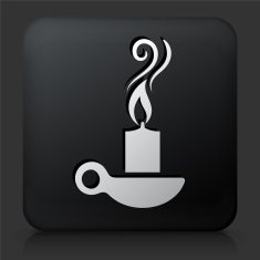 Black Square Button with Candle Icon N2