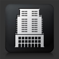 Black Square Button with Skyscraper Icon N9
