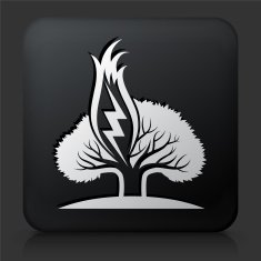 Black Square Button with Lightning Fire Icon