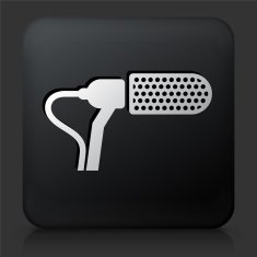 Black Square Button with Microphone Icon N7
