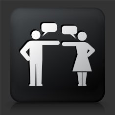 Black Square Button with Relationship Problems Icon N6