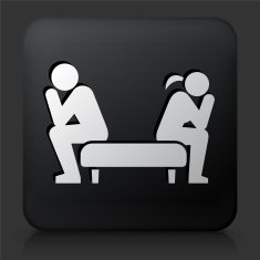 Black Square Button with Relationship Problems Icon N7