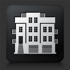 Black Square Button with Building Icon N49