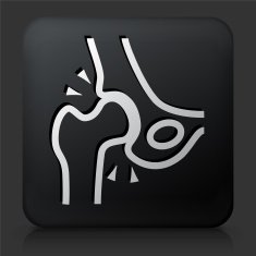 Black Square Button with Skeleton Hip Icon