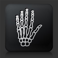 Black Square Button with Skeleton Hands Icon