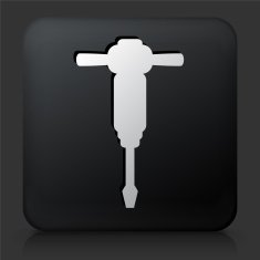Black Square Button with Drill Icon N5