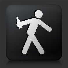 Black Square Button with Drinking Icon N7