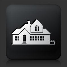 Black Square Button with Building Icon N50