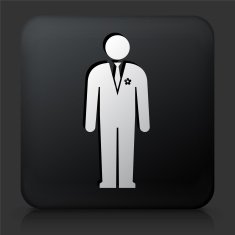 Black Square Button with Groom Icon