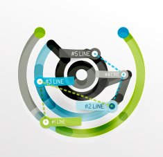 Embossed minimal style line diagram and stickers N16