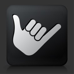 Black Square Button with Shaka Sign N2