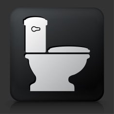 Black Square Button with Toilet Icon N2