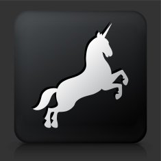 Black Square Button with Unicorn Icon