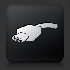 Black Square Button with HDMI Cable Icon