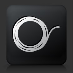 Black Square Button with Cable Icon N3