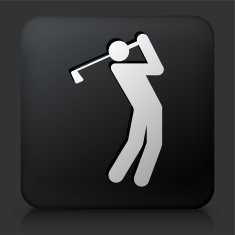 Black Square Button with Golf Strike Icon