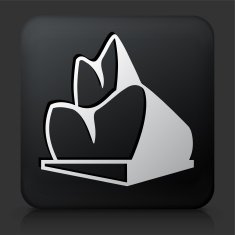 Black Square Button with Buildings Icon N9