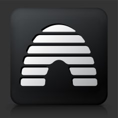 Black Square Button with Honey Bee Hive Icon