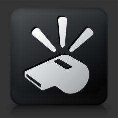 Black Square Button with Whistle Icon