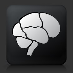 Black Square Button with Brain Icon