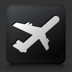 Black Square Button with Airplane Icon N12