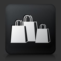 Black Square Button with Shopping Bags Icon N2