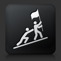 Black Square Button with Pushing to Success Icon N2
