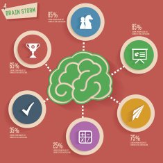 Brain storm concept info graphic design red version