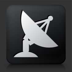Black Square Button with Satellite Dish