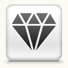 White Square Button with Diamond Icon