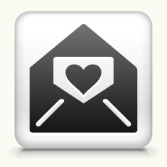 White Square Button with Love Letter Icon N2