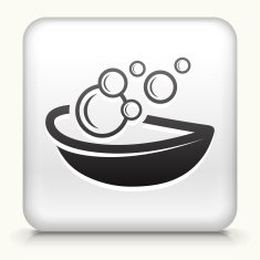 White Square Button with Bubble Soap Icon