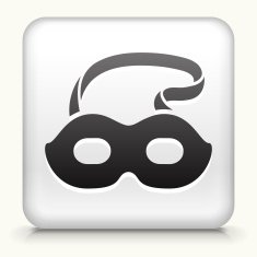White Square Button with Masquerade Mask