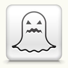 White Square Button with Halloween Ghost