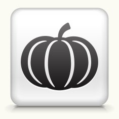 White Square Button with Pumpkin Icon