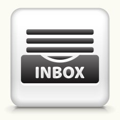 White Square Button with Inbox Icon