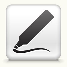 White Square Button with Marker and Squiggle