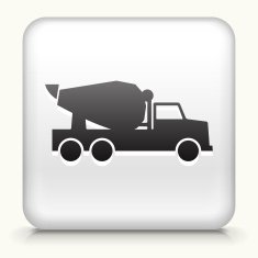 White Square Button with Cement Truck Icon