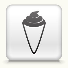 White Square Button with Icecream Cone Icon
