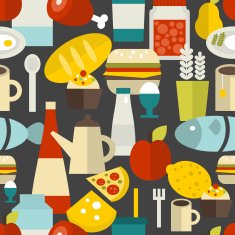 Seamless pattern with different food and drinks N2