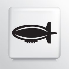 Square White Icon With Silhouette Blimp For Advertising