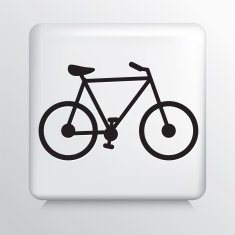 Square White Icon With Silhouette Bike
