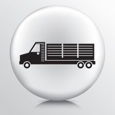 Round White Icon With Silhouette Logistics Transport Truck