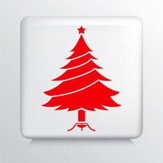 Square Icon With Christmas Tree Green Silhouette in Stand N2