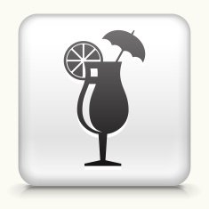 Square Button with Cocktail Glass interface icon