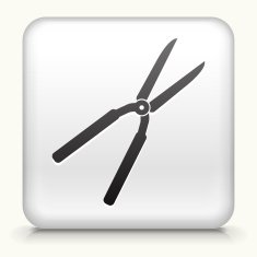 Square Button with Shears interface icon