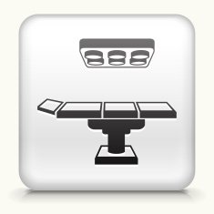 Square Button with Operating Table interface icon