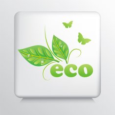 Square Icon With Green Leaves And The Word Eco N5