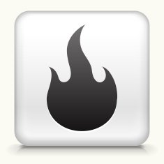 Square Button with Flame interface icon